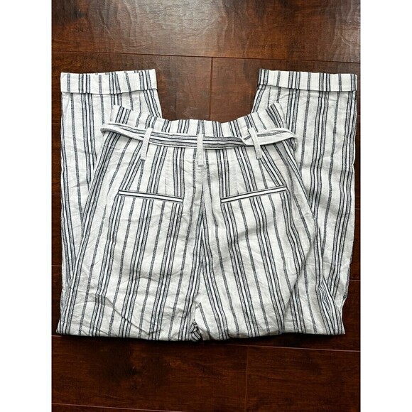 Madewell Linen Blend Beachy Summer Straight Leg Stripped Pants Sz 0 - Picture 7 of 7